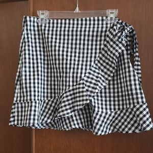 Black and White Gingham Faux 100% Cotton Skirt Sz Xl
